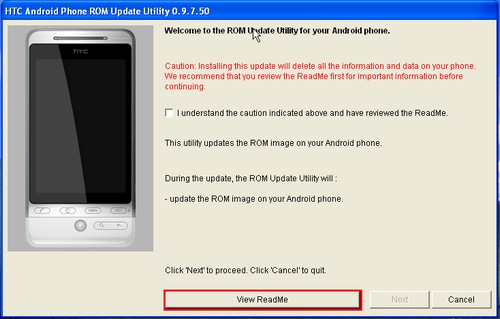 Instalator aktualizacji telefonu HTC Hero