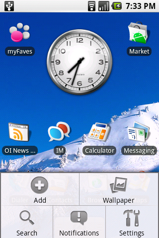 Android - pulpit główny - menu