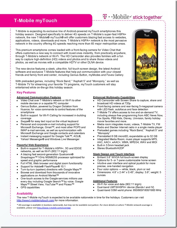 mytouchhdfactsheet mytouchhdfactsheet