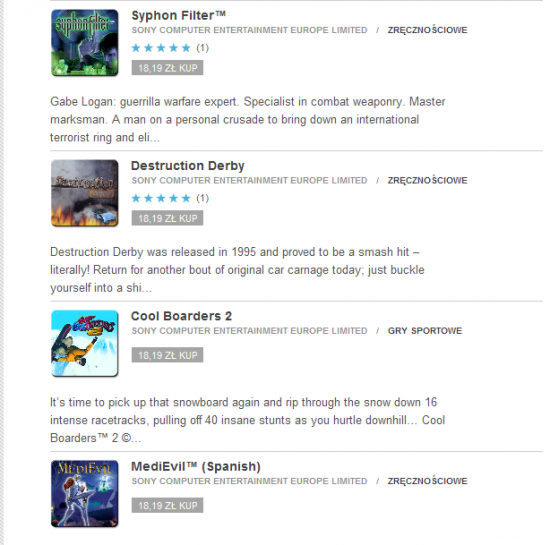 Android Market - gry z PlayStation One