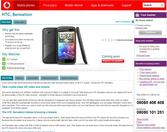 Vodafon oferuje HTC Sensation