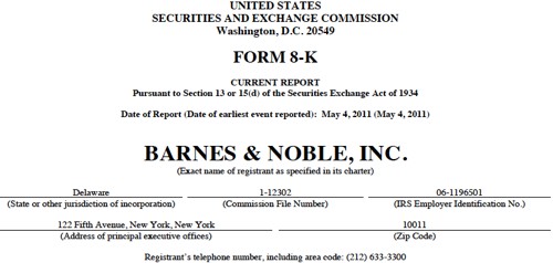 Barnes & Nobles - wniosek do SEC