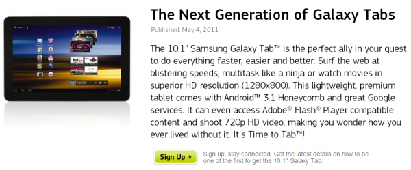 Samsung Galaxy Tab 10.1 z Androidem 3.1 Honeycomb